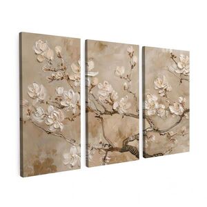 MuchoWow 3-DIELNA sada Béžová - Blossom - Modern 60x40 cm vyobraziť