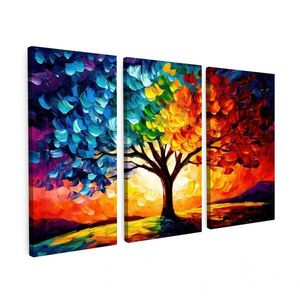 MuchoWow 3-DIELNA sada Strom - farebné - vzhľad farby - abstraktné 60x40 cm vyobraziť