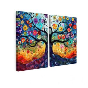 MuchoWow 2-DIELNA sada Farebné - Strom života - Kvety - Abstraktné 80x60 cm vyobraziť