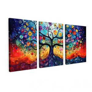 MuchoWow 3-DIELNA sada Farebné - Strom života - Kvety - Abstraktné 120x60 cm vyobraziť