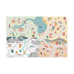 MuchoWow DETSKÝ KOBEREC Ročné obdobia - Mesto - Domy - Cesta - Deti - Auto 105x70 cm vyobraziť