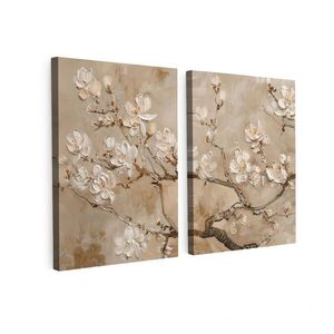 MuchoWow 2-DIELNA sada Béžová - Blossom - Modern 100x70 cm vyobraziť