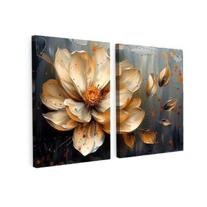 MuchoWow 2-DIELNA sada Kvetina - zlatá - abstraktná - farba 120x80 cm vyobraziť