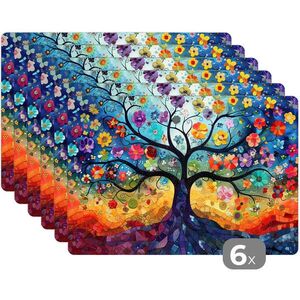 MuchoWow SADA 6 PRESTIERANÍ Strom - farebné - kvety - umenie - abstraktné 45x30 cm vyobraziť