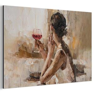 MuchoWow KOVOVÝ OBRAZ Olejomaľba - Žena - Víno 90x60 cm vyobraziť