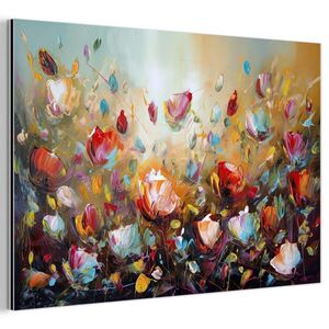 MuchoWow KOVOVÝ OBRAZ Kvety - Umenie - Príroda - Olejomaľba 90x60 cm vyobraziť