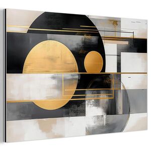 MuchoWow KOVOVÝ OBRAZ Abstraktné - Zlato - Striebro - Tvary - Estetické - Moderné 90x60 cm vyobraziť