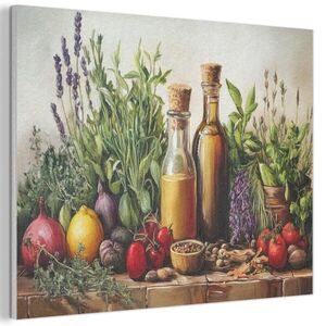 MuchoWow AKUSTICKÝ OBRAZ Zátišie - Bylinky - Korenie - Ovocie - Farebné 100x70 cm vyobraziť