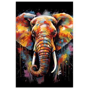MuchoWow PLAGÁT Slon - Graffiti - Čierna - Zvieratá - Farby 20x30 cm vyobraziť