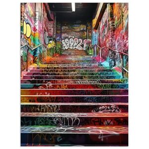 MuchoWow PLAGÁT Schody - Graffiti - Farby - Umenie 30x40 cm vyobraziť