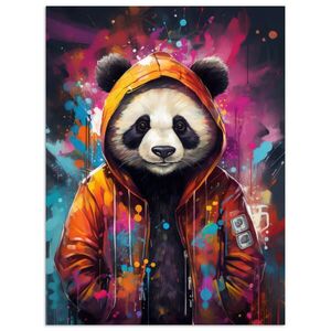 MuchoWow PLAGÁT Panda - Bunda - Graffiti - oranžová 30x40 cm vyobraziť