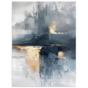 MuchoWow PLAGÁT Umenie - sivé - zlaté - abstraktné 60x80 cm vyobraziť