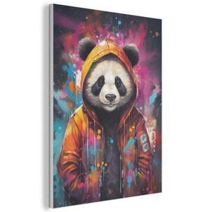 MuchoWow AKUSTICKÝ OBRAZ Panda - Bunda - Graffiti - oranžová 60x80 cm vyobraziť