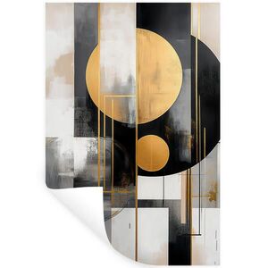 MuchoWow NÁLEPKA NA STENU Abstraktné - Zlato - Striebro - Tvary - Estetické - Moderné 80x120 cm vyobraziť
