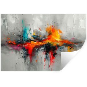 MuchoWow NÁLEPKA NA STENU Moderné umenie - Oranžová - Sivá - Abstraktné 120x80 cm vyobraziť
