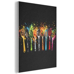 MuchoWow AKUSTICKÝ OBRAZ Lyžičky - korenie - moderné - graffiti - farba - farebné 60x80 cm vyobraziť