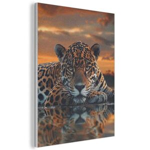 MuchoWow AKUSTICKÝ OBRAZ Príroda - Leopard - Zviera - Západ slnka - Moderné 70x100 cm vyobraziť