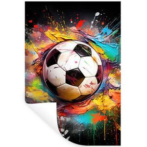 MuchoWow NÁLEPKA NA STENU Futbal - Farba - Farby - Čierna - Biela 80x120 cm vyobraziť