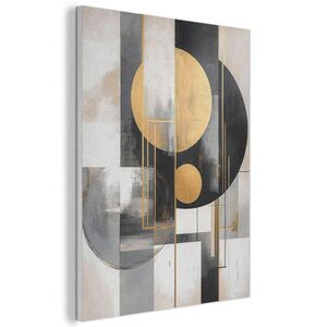 MuchoWow AKUSTICKÝ OBRAZ Abstraktné - Zlato - Striebro - Tvary - Estetické - Moderné 50x70 cm vyobraziť