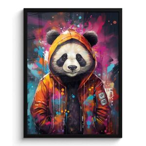 MuchoWow ZARÁMOVANÝ PLAGÁT Panda - Bunda - Graffiti - oranžová 60x80 cm vyobraziť