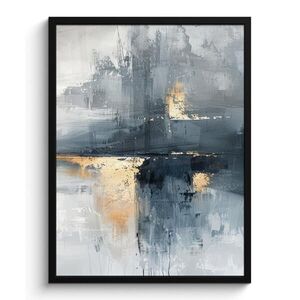 MuchoWow ZARÁMOVANÝ PLAGÁT Umenie - sivé - zlaté - abstraktné 60x80 cm vyobraziť
