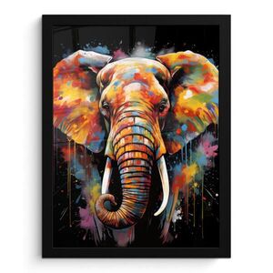 MuchoWow ZARÁMOVANÝ PLAGÁT Slon - Graffiti - Čierna - Zvieratá - Farby 30x40 cm vyobraziť