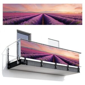 MuchoWow BALKÓNOVÁ ZÁSTENA Levanduľové pole - Západ slnka - Fialová - Kvety 300x85 cm vyobraziť