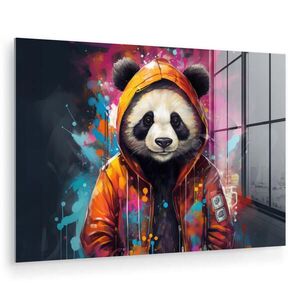 MuchoWow OBRAZ NA AKRYLOVOM SKLE Panda - Bunda - Graffiti - oranžová 60x40 cm vyobraziť