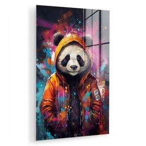 MuchoWow OBRAZ NA AKRYLOVOM SKLE Panda - Bunda - Graffiti - oranžová 40x60 cm vyobraziť