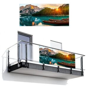 MuchoWow BALKÓNOVÁ ZÁSTENA Jazero - Hory - Západ slnka - Loď 200x90 cm vyobraziť