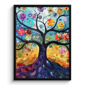 MuchoWow ZARÁMOVANÝ PLAGÁT Umenie - Strom života - Kvety - Hippie 60x80 cm vyobraziť