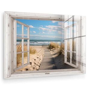 MuchoWow OBRAZ NA AKRYLOVOM SKLE Okno - more - pobrežie - príroda - výhľad - pláž - Waddenské more 90x60 cm vyobraziť