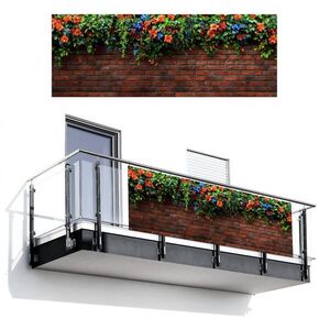 MuchoWow BALKÓNOVÁ ZÁSTENA Kvety - stena - zelená - oranžová 300x110 cm vyobraziť
