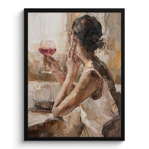 MuchoWow ZARÁMOVANÝ PLAGÁT Olejomaľba - Žena - Víno 60x80 cm vyobraziť