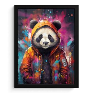 MuchoWow ZARÁMOVANÝ PLAGÁT Panda - Bunda - Graffiti - oranžová 30x40 cm vyobraziť