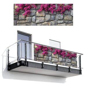 MuchoWow BALKÓNOVÁ ZÁSTENA Bougainvillea - kamenná stena - ružová 300x110 cm vyobraziť