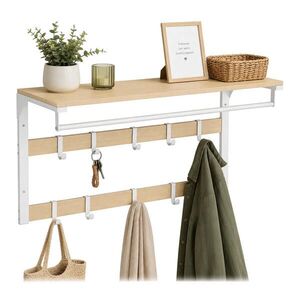 Relaxdays VEŠIAK Dub biela 3-v-1 10 háčikov 80 cm vyobraziť