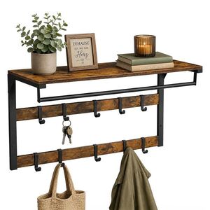 Relaxdays VEŠIAK Vintage hnedá čierna 3-v-1 10 háčikov 80 cm vyobraziť
