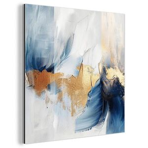 MuchoWow KOVOVÝ OBRAZ Zlatá - modrá - akvarel - umenie - moderné 20x20 cm vyobraziť