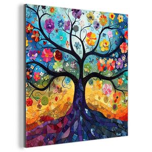 MuchoWow KOVOVÝ OBRAZ Umenie - Strom života - Kvety - Hippie 50x50 cm vyobraziť