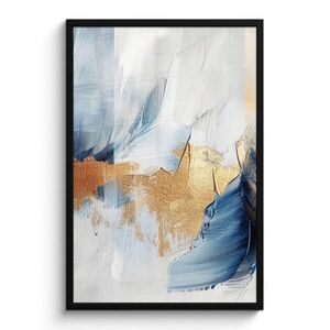 MuchoWow ZARÁMOVANÝ PLAGÁT Zlatá - modrá - akvarel - umenie - moderné 60x90 cm vyobraziť