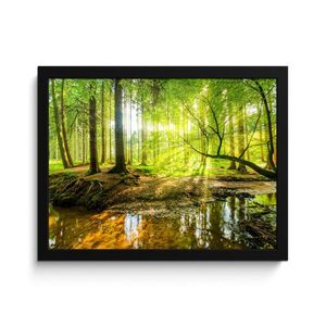 MuchoWow ZARÁMOVANÝ PLAGÁT Les - Krajina - Voda - Stromy - Slnko - Zelená - Príroda 40x30 cm vyobraziť