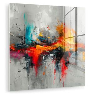MuchoWow OBRAZ NA AKRYLOVOM SKLE Moderné umenie - Oranžová - Sivá - Abstraktné 50x50 cm vyobraziť