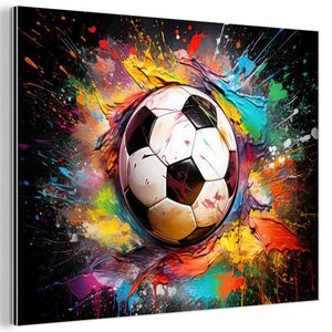 MuchoWow KOVOVÝ OBRAZ Futbal - Farba - Farby - Čierna - Biela 40x30 cm vyobraziť
