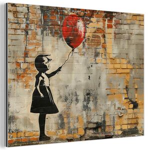 MuchoWow KOVOVÝ OBRAZ Graffiti - Banksy - Dievča - Street art 80x60 cm vyobraziť