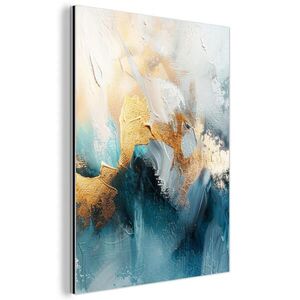 MuchoWow KOVOVÝ OBRAZ Abstraktné - umenie - zlaté - modré 60x80 cm vyobraziť