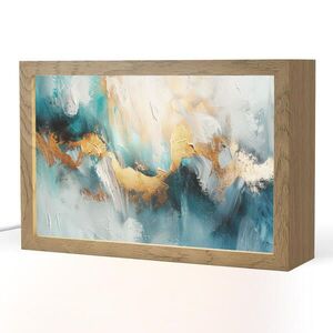 OnlyWow STOLNÁ LAMPA Abstraktné - umenie - zlaté - modré 30x20 cm vyobraziť