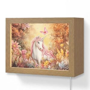 OnlyWow NÁSTENNÉ SVIETIDLO Jednorožec - Kvety - Motýľ - Ružová 20x15 cm vyobraziť