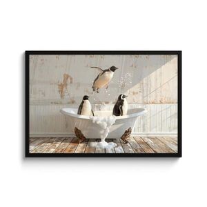 MuchoWow ZARÁMOVANÝ PLAGÁT Vintage - Tučniak - Vaňa - Pena 90x60 cm vyobraziť