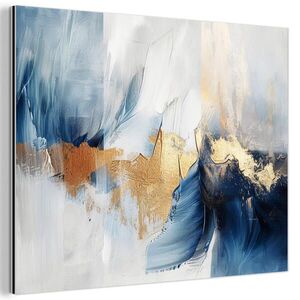 MuchoWow KOVOVÝ OBRAZ Zlatá - modrá - akvarel - umenie - moderné 80x60 cm vyobraziť